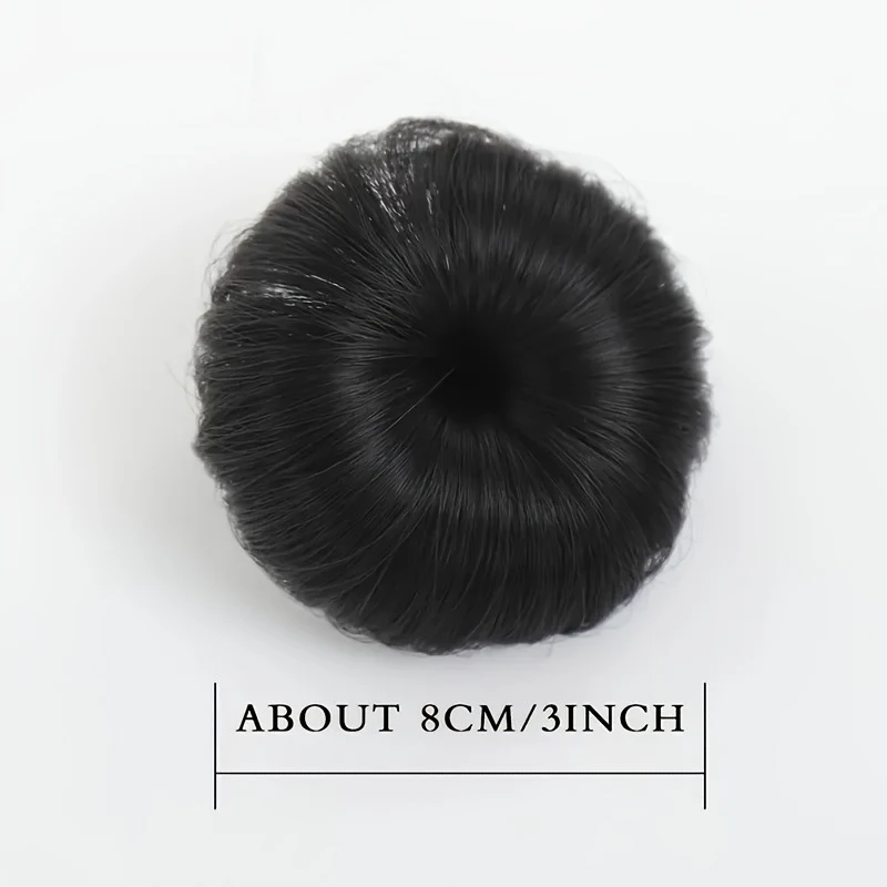 2Pcs Hair Bun Extensions Donut Chignon Hair Wig Synthetic Black Brown Wig Hair Clips for Kids Daily Use Children's Hairpieces