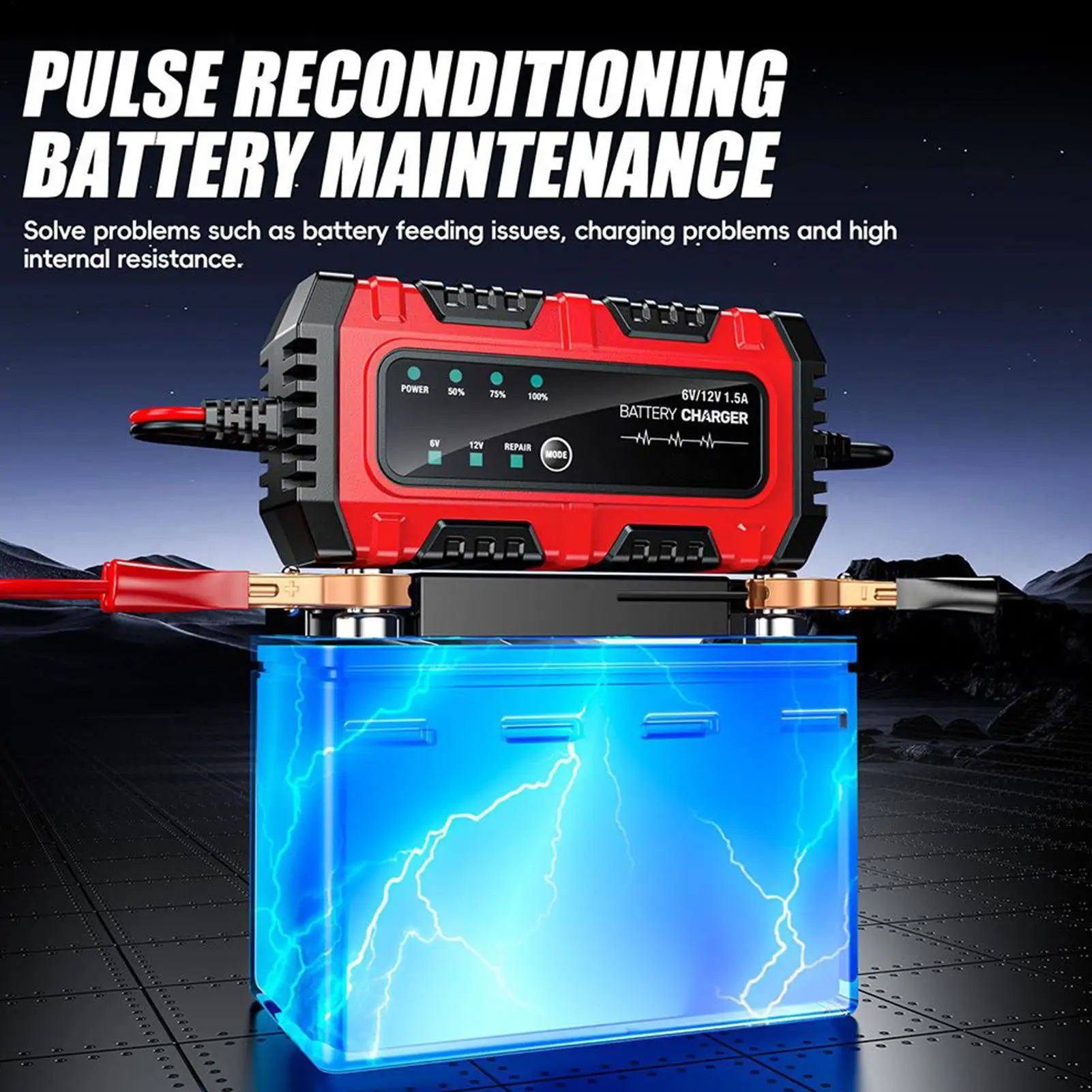 Battery Charger 6V 12V 1.5A Car Battery Charger Car Motorcycle Battery Charging Unit Automatic Tender Maintainer For Motorcyle - 5