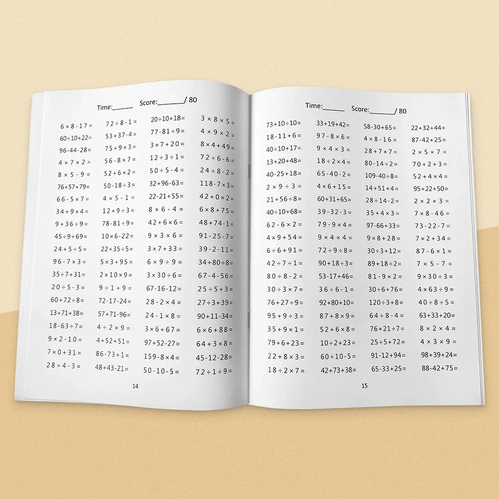 24 Pages Mixed Operations of Addition Subtraction Multiplication Division Math Workbook with Answer Math Practice for Children 2