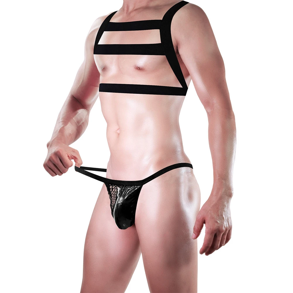 

Sexy Men Sissy Body Chest Harness I-shaped Tank Dance Role Play Club Wear Elasticity Belt Underwear Gay Erotic Lingerie Costume