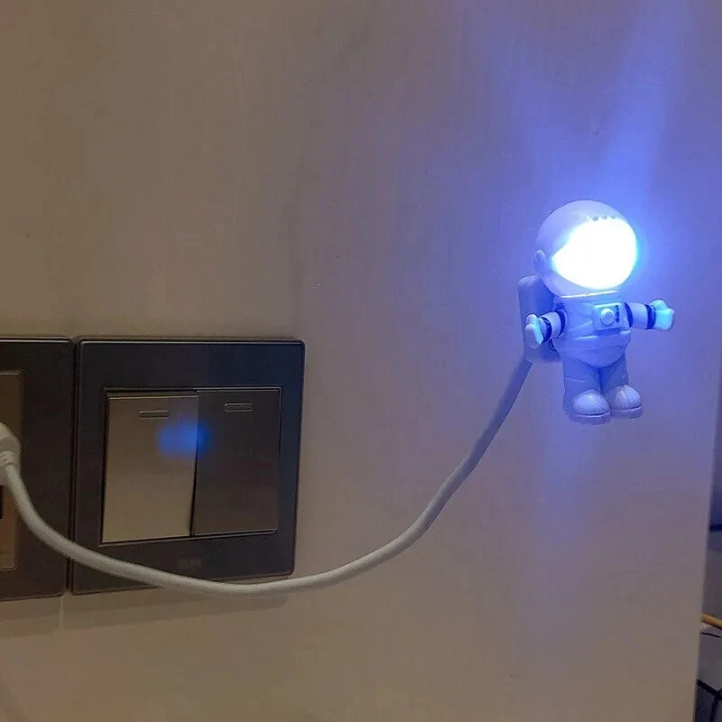 USB 전원 미니 야간 조명 흰색 우주 비행사 휴대용 독서 책상 램프 컴퓨터 PC LED 라이트 룸 장식 작은 밤 램프