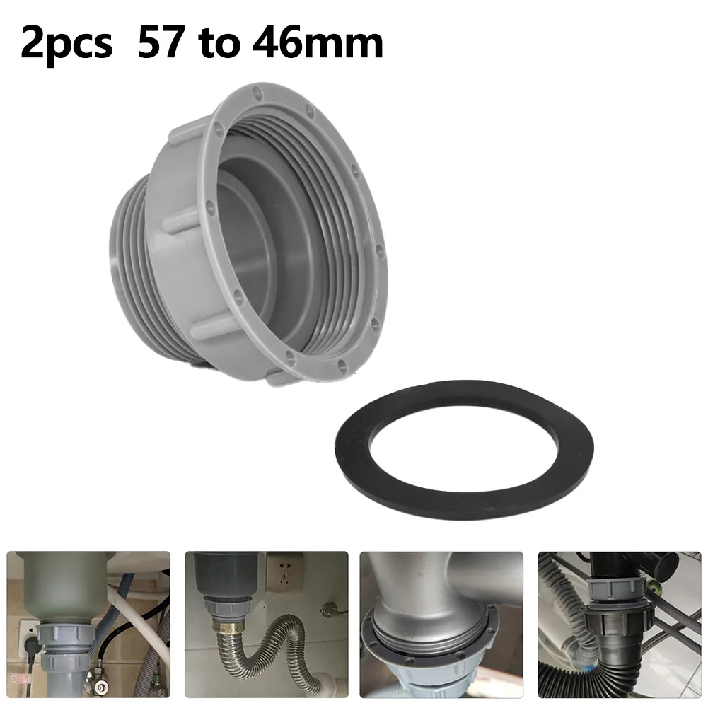 Drain Pipe Joint Sink Pipe Adapter Kitchen Accessories 2pcs 3 Sizes 57mm To 46mm 58mm To 46mm 60mm To 46mm Sink Hose Connector ppr to pe ppr to pb ppr to pert adapter 20 25 32 water pipe connector straight through accessories