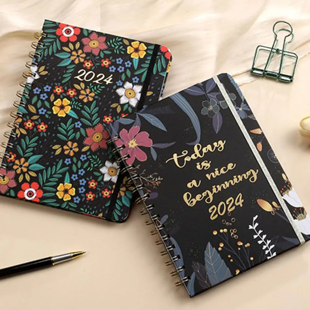 2024 Weekly Monthly Planner 2024 Floral Coil Design Planner Weekly Monthly  Notebook Stationery or School Office Schedule Book - AliExpress