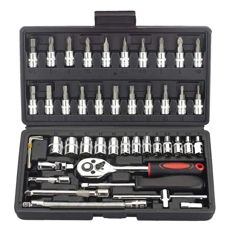 46-Piece Premium Ratchet Wrench & Socket Tool Set