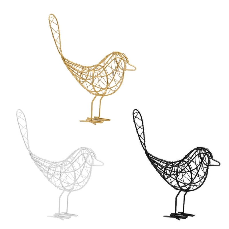 

Nordic Pastoral Wrought Iron Bird Ornament Hollow Line Birds Desktop Crafts for Home Bedroom Living Room Decoration