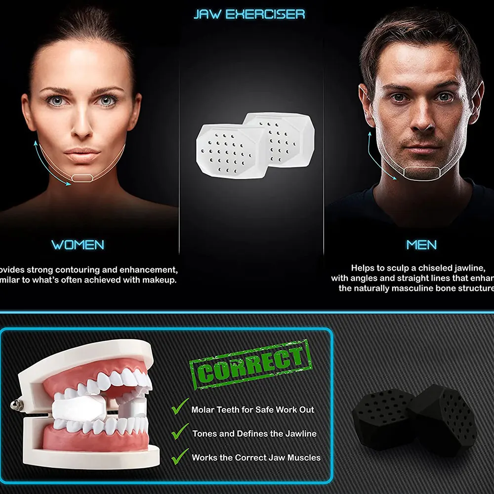 Jawline Exerciser Silicone Facial Jaw Muscle Trainer Fitness Face Masseter Stress Chew Ball Double Chin Reduce Face Lifting Slim