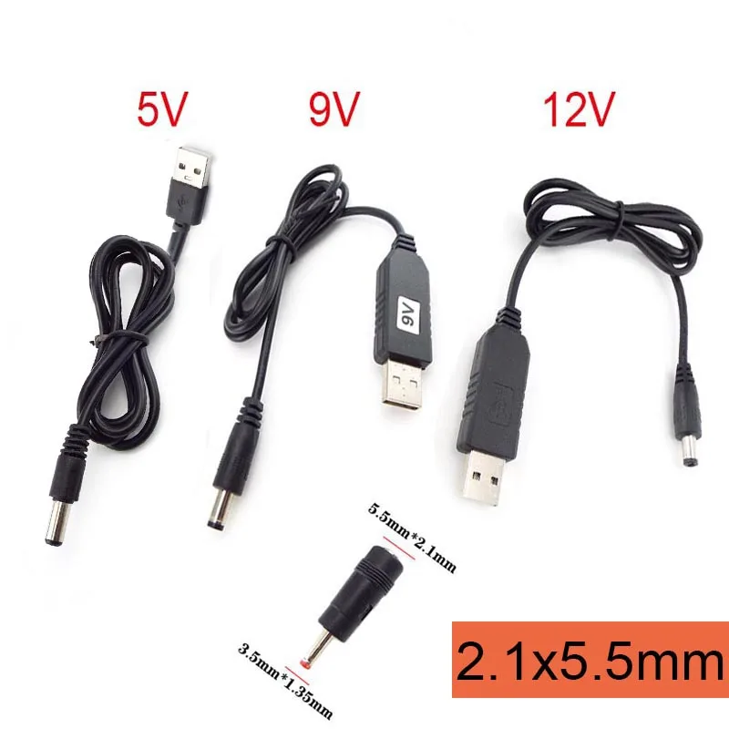DC 5V do DC 9V 12V zasilacz Boost Line Step UP moduł złącze USB konwerter kabel USB Adapter 2.1x5.5mm 3.5x1.35mm wtyczka