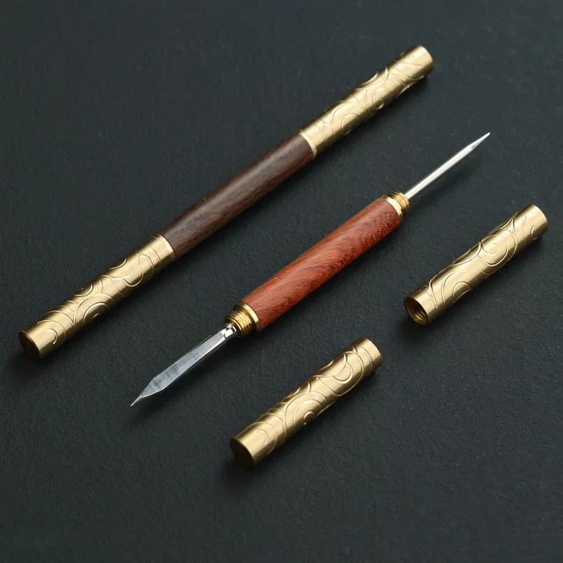 Special for Pu'er Tea Knife Solid Wood Tea Needle Exquisite Dual-Purpose Stainless Steel Pry Utensils