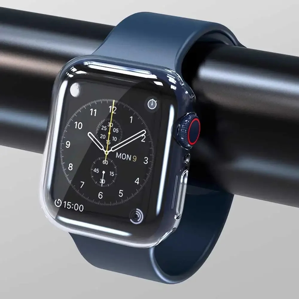 1/2 قطعة غطاء واضح لساعة أبل 45 مللي متر 41-44-40-...