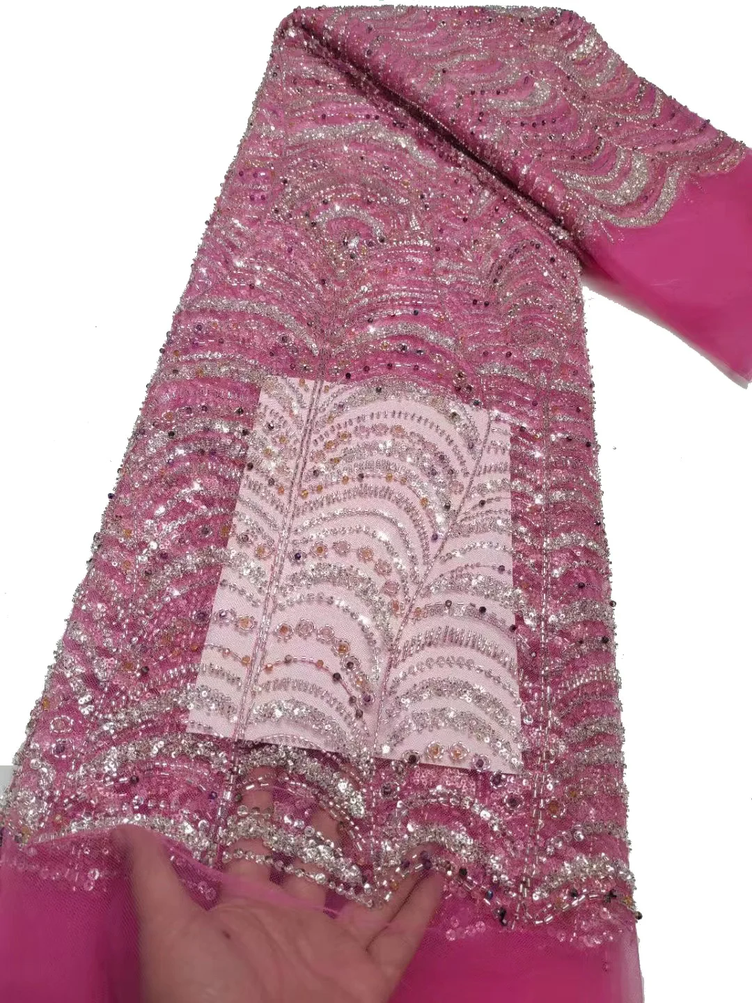 

2024 new sequins + bead tube beautiful floral tulle lace, African style sequins, fashionable evening dresses