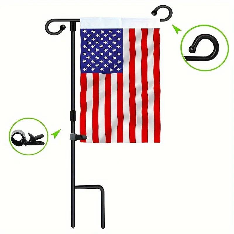 Garden Flag Stand Holder with Windproof Clip Banner Pole Holder Outdoor Iron Flagpole Patio Flag Outdoor Lawn And Decoration