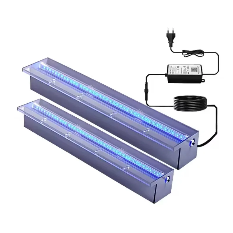 아크릴 시어 디센트 워터폴 월 분수 LED 라이트 워터 블레이드 캐스케이드 수영장 스파 정원 조경 디자인용