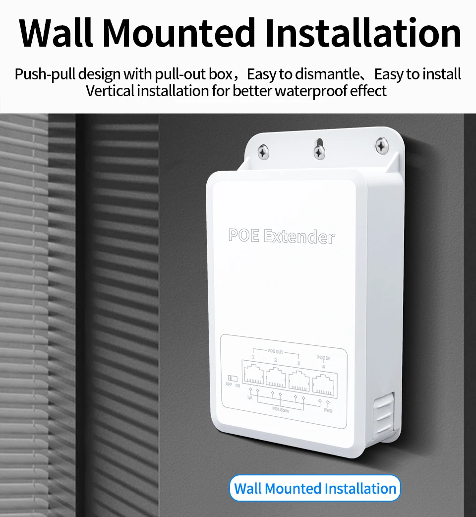 HORACO 4 Port POE Extender 100M Outdoor Regensicher POE Repeater IP30 VLAN 44-57V 30W für POE Kamera Wireless AP – Detail 11