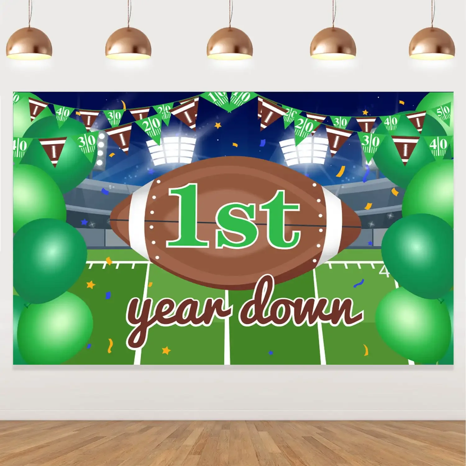 

Cheereveal Football Themed 1st Birthday Backdrop Rugby First Year Down Photography Background for Boy First Birthday Supplies