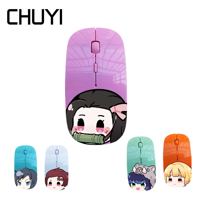 Anime Mouse Wireless Cute Demon Slayer Tanjirou Nezuko Inosuke Zenitsu Giyuu Mause Gaming