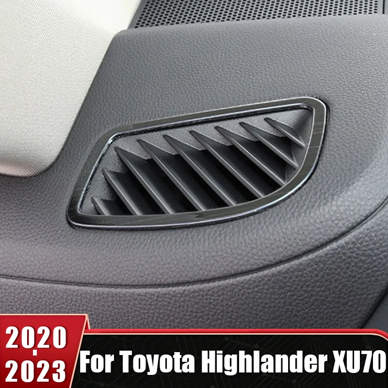 

Car Accessories For Toyota Highlander XU70 2020-2022 2023 Stainless Dashboard Air Conditioning Outlet Frame Trim Cover Sticker