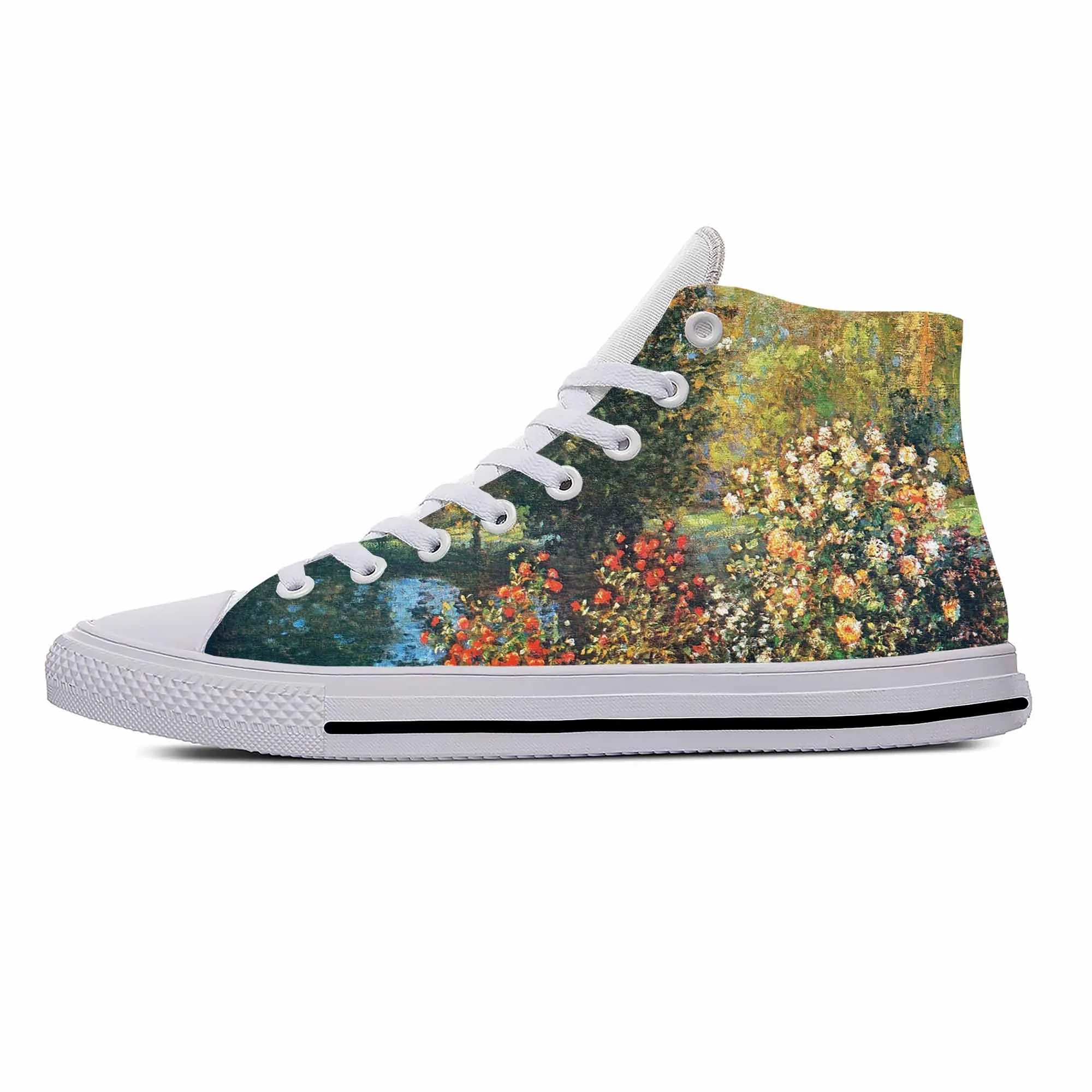Hot Claude Monet Water Lily Pond Oil Painting Fashion Casual Cloth Shoes High Top Board Shoes Sneakers Da Uomo Leggere Da Donna