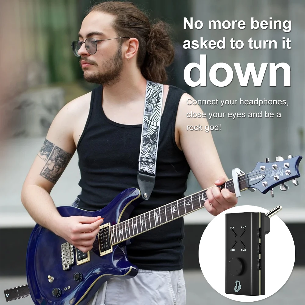 JUSTPRO Guitar Headphone Amp Mini Portable Rechargable Guitar Headphone Amplifier with 24 Effects guitar amplifier