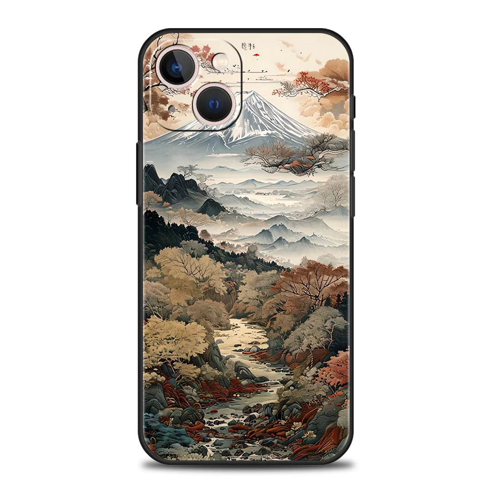 Weiche TPU-Handyhülle für iPhone 16/15/14/13/12/Pro/Max/16E/11/Pro/7/8/Plus/XS/Max, stoßfeste Landschafts-Maltasche im chinesischen Stil – Detail 3