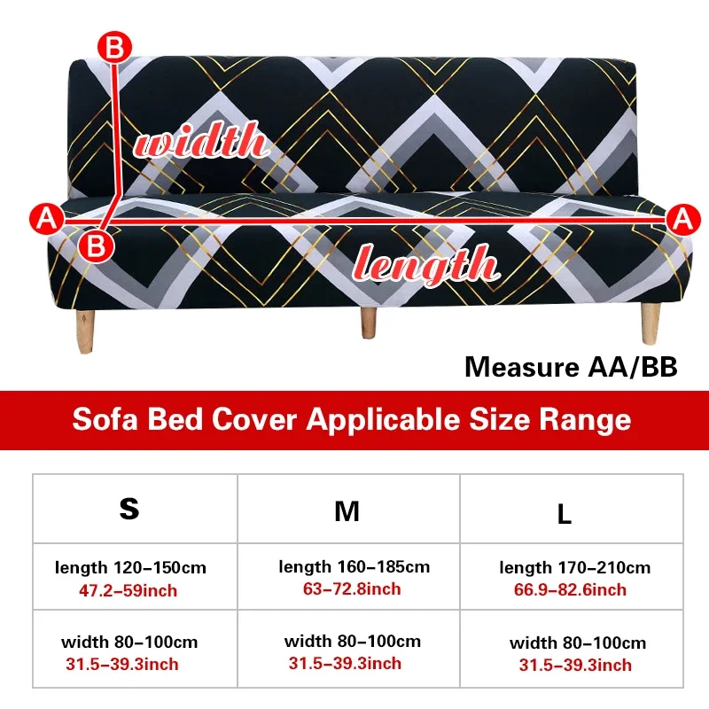 Stretch Futon Cover Armless Sofa Slipcover Folding Sofa Bed Couch Cover Washable Furniture Protector for Sofa Without Armrest 2
