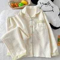 Embroidery Letter Fashion New Women's Pajamas Set 2025 Autumn Winter New Casual Soft Sweet Loungewear Lapel Neck HomeWear Suit - Image 5