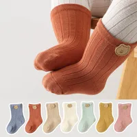 Cute Bear Baby Socks Leg Warm Autumn Toddler Long Socks Pure Color Soft Cotton Infant Sock Newborn First Walkers Footwear 아기양말 3