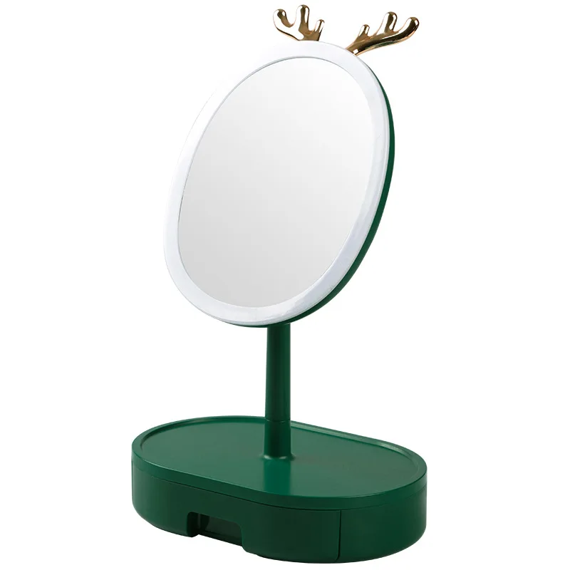 

Makeup Mirror Dormitory with Lamp Desktop Makeup Mirror Folding Makeup Mirror