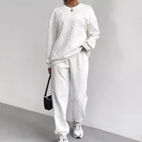 Autumn and Winter 2024 Cross border Europe and America New Women's Wear Fried Dough Twists Splice Long Sleeve Round Neck Top Leg - Image 6