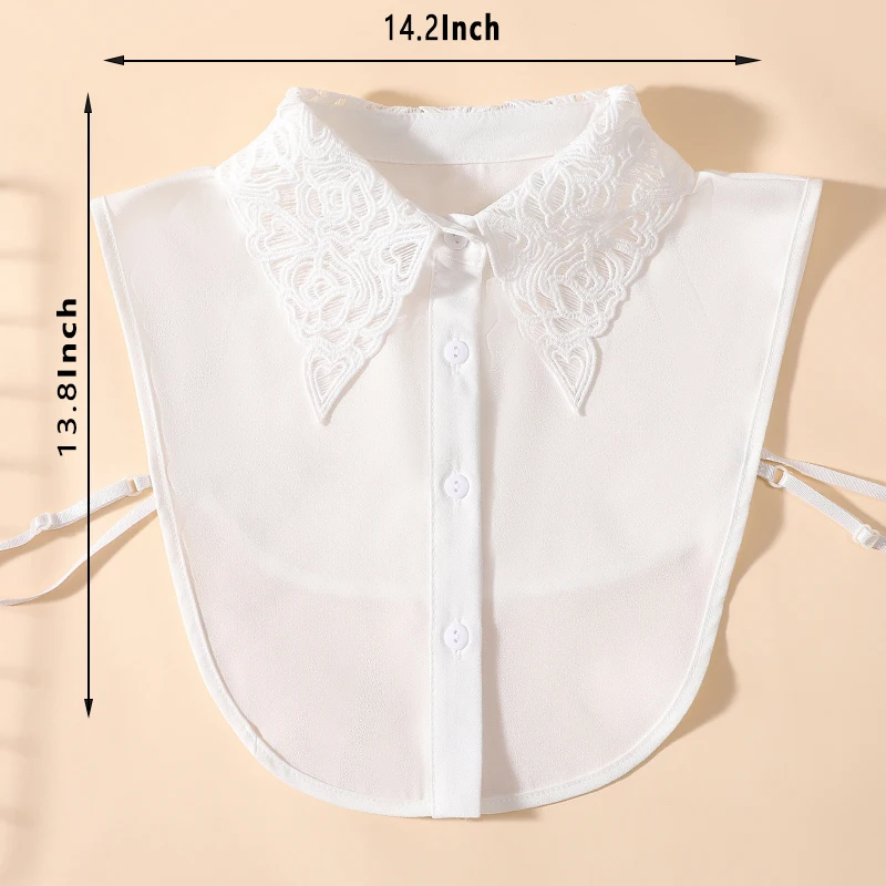 Fake Collar Detachable Collar Shawl Women's Fashion Peach Heart Embroidered Collar Professional Casual Versatile Decoration Chiffon