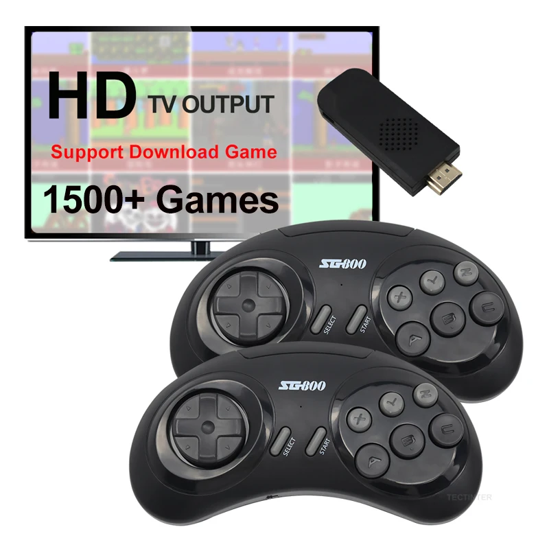 Игровая приставка 16 бит MD для Sega Genesis 1500 + игр беспроводной геймпад контроллер