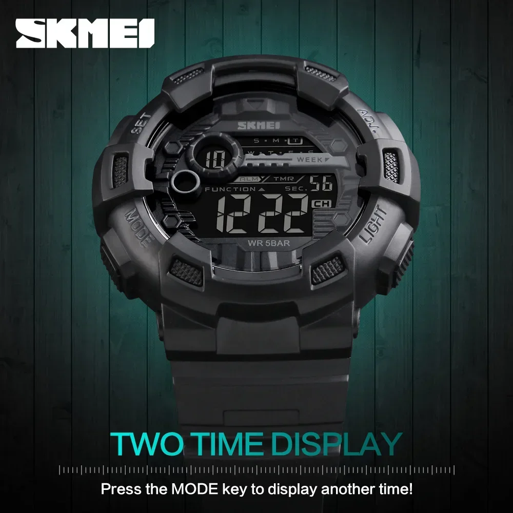 Skmei Men Multifunction 5Bar Waterproof PU Strap LED Display Watches Chrono Digital Watch Reloj Hombre Outdoor Sport Watch 1243 4