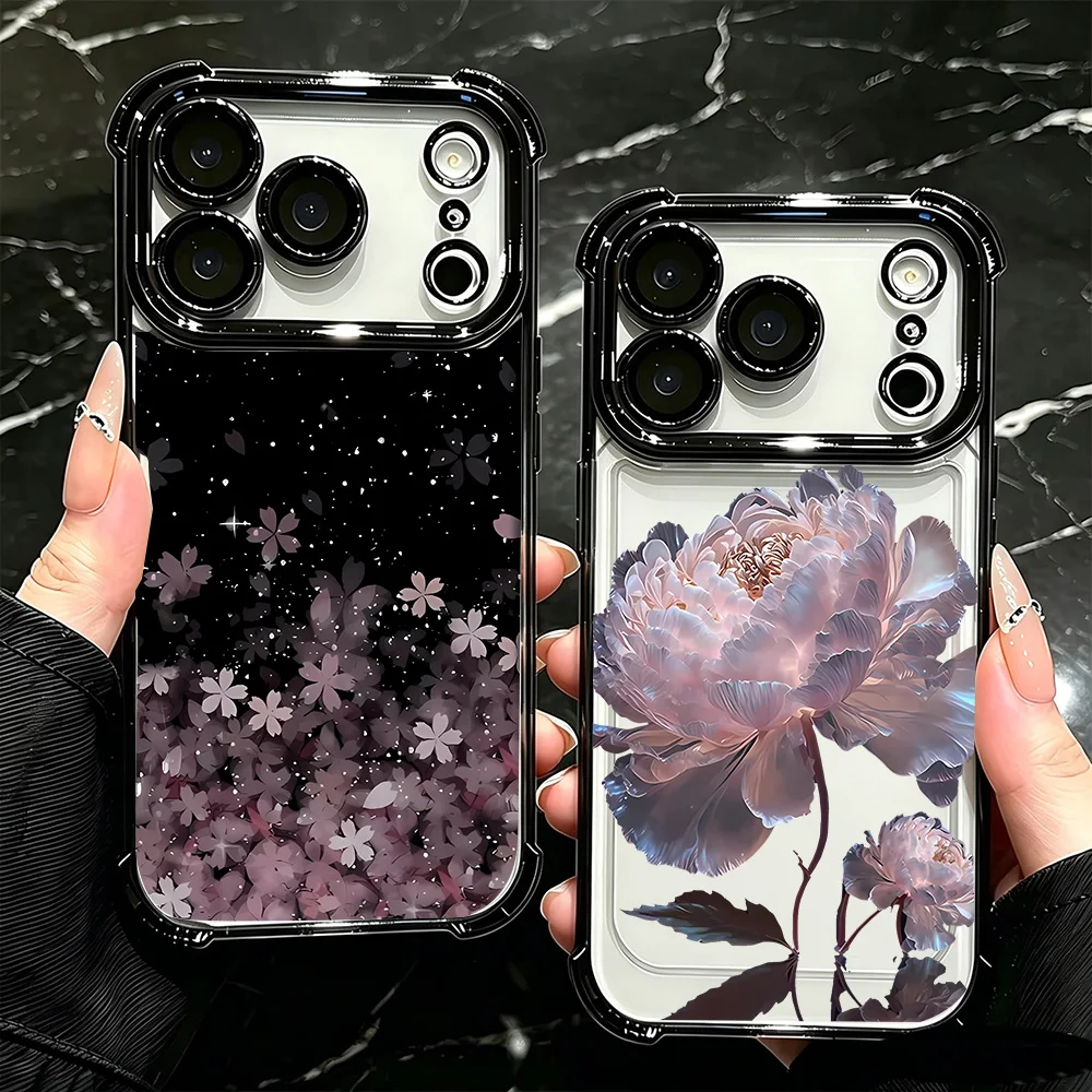 Pink Peony Lotus Plating Phone Case Cover