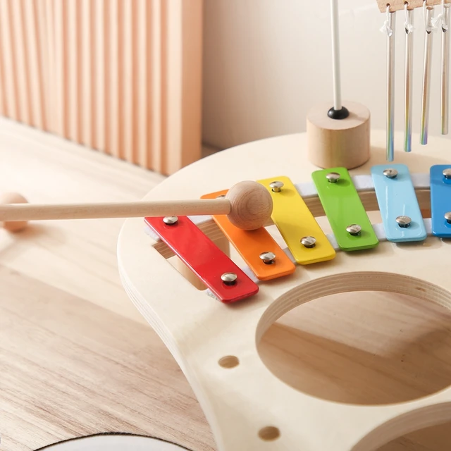 Jouets éducatifs pour bébés, cloches éoliennes en bois, jouets musicaux Montessori pour enfants, Xylophone, cadeaux d'anniversaire pour nouveau-nés, jouets de Table musicale 5