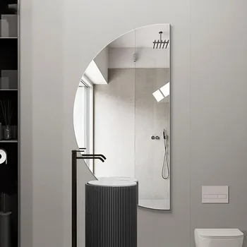 กระจกห้องน้ำทรงครึ่งวงกลมติดผนัง สำหรับห้องโถง ห้องนั่งเล่น กระจกตกแต่ง สไตล์หรูหราทันสมัย Espelho Para Banheiro 1