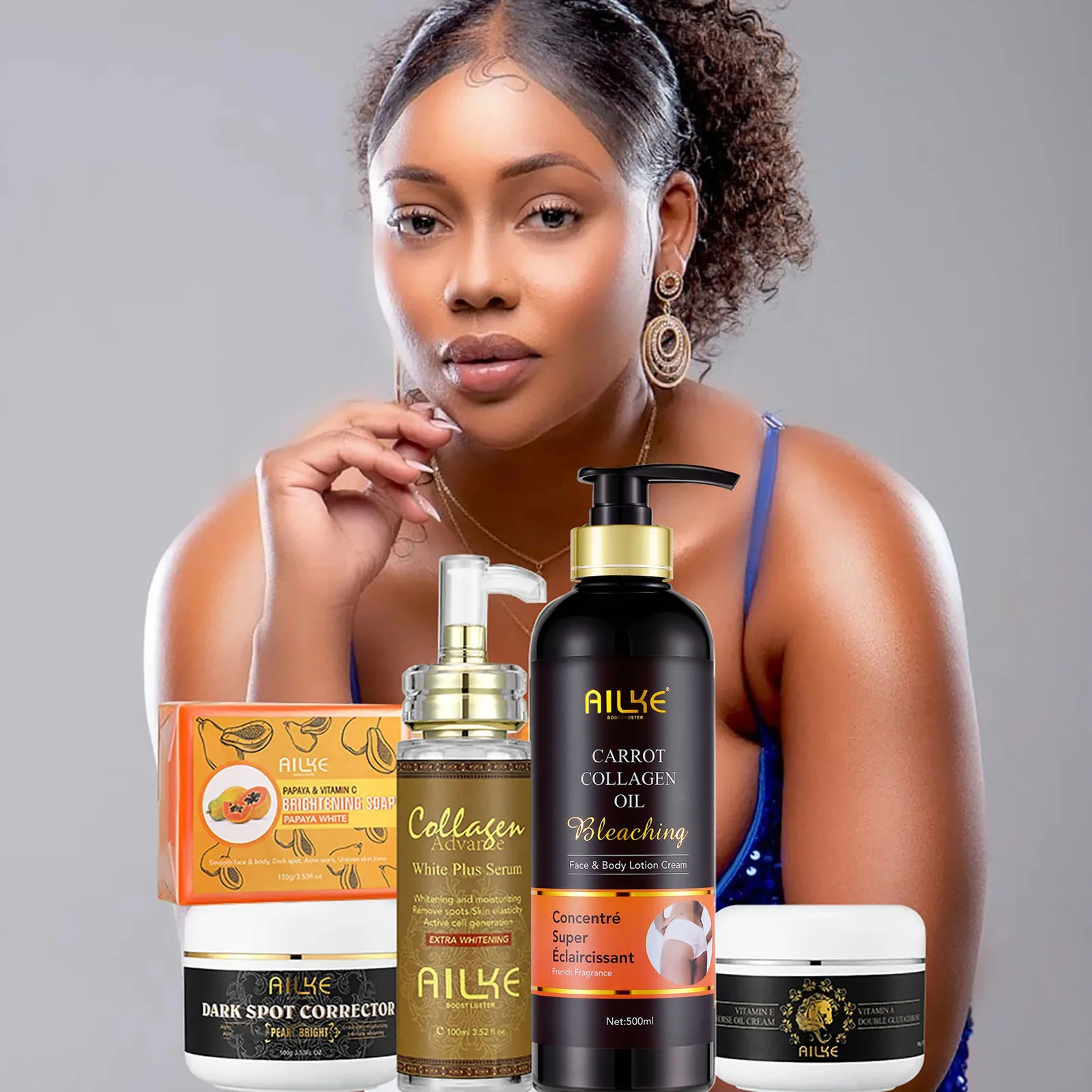 AILKE Collagen Women Skin Care Set, Moisturizing, Whitening, Youther, Remove Freckle, Dark and Black Spots, Skin Lightening Kit