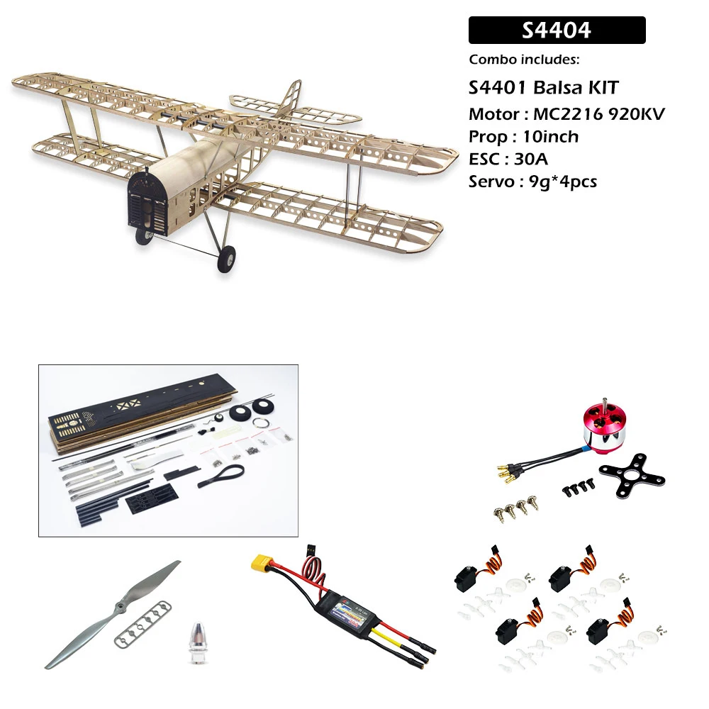 Balsa Wood Biplane Warbird RC Airplane Kit