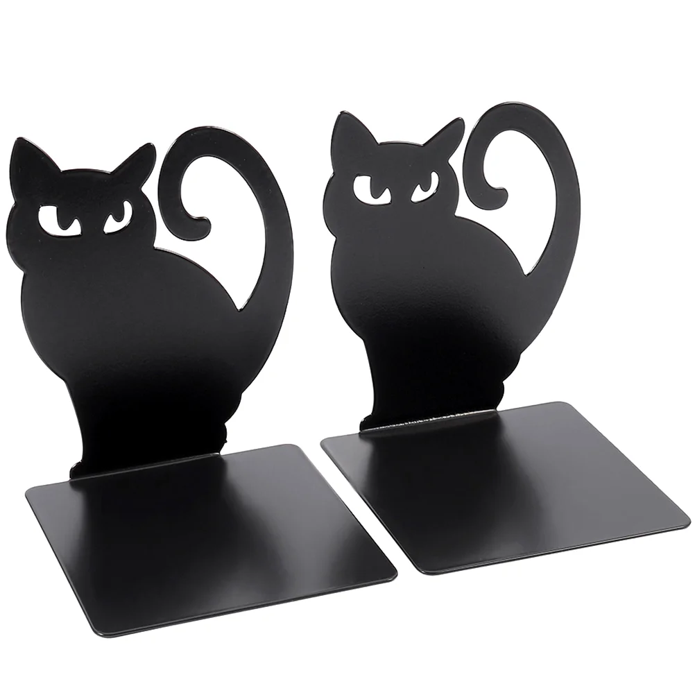 

Black Cat Bookend Metal Trim Holders Plug Reading Organizer Decorative Iron Shaped Exquisite Office File Stands Bookends