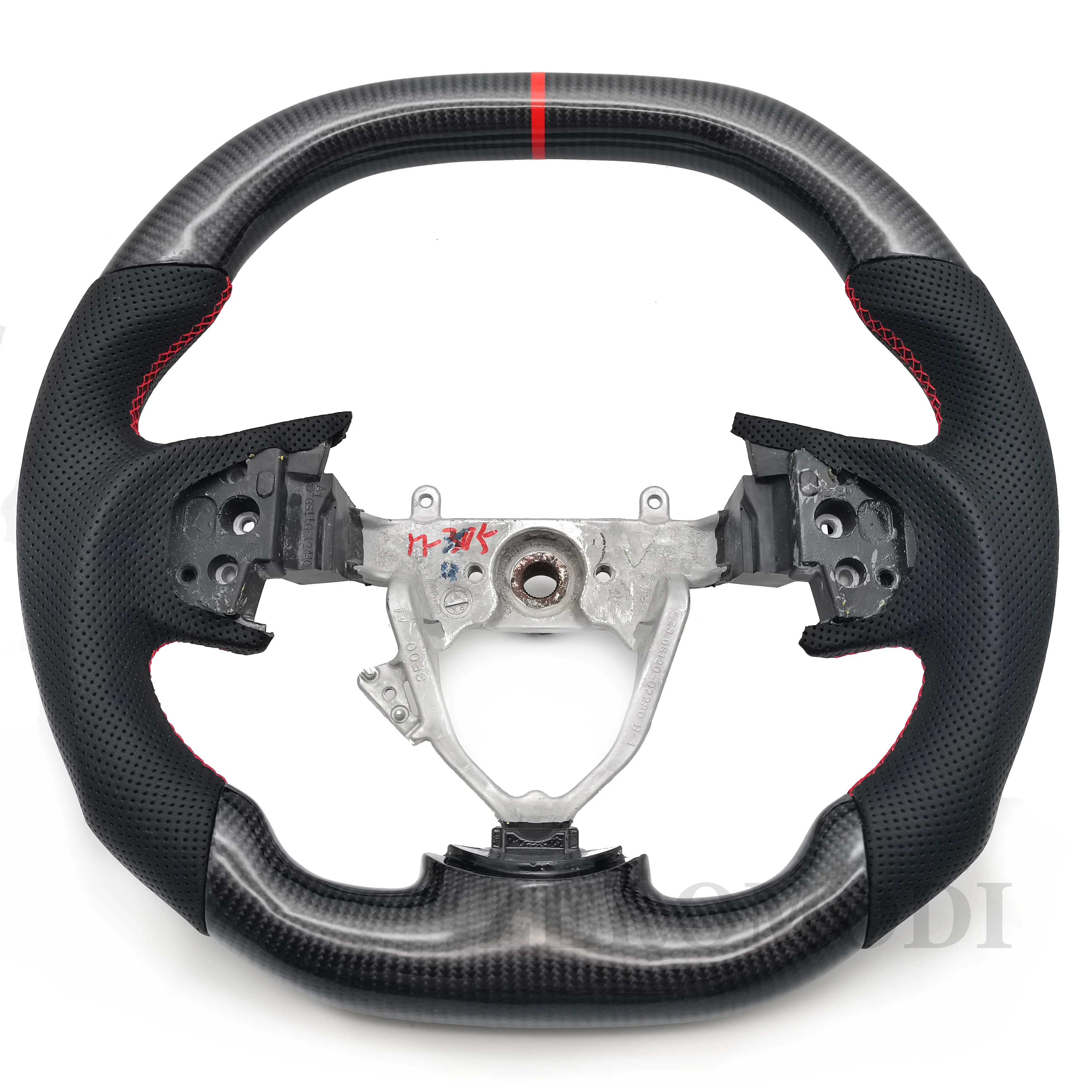 Carbon Fiber Perforated Leather Steering Wheel Fit For Mitsubishi