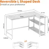 Computer Desk with Shelves, 50 Inch Gaming Writing Desk, Study PC Table Workstation with Storage for Home Office, Living Room, 3