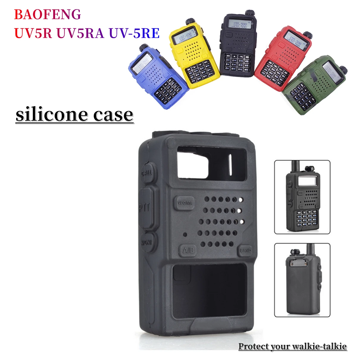 NEW Case Bag for Baofeng UV-5R UV5R UV5RA UV-5RE Plus F8 Protective Cover Walkie Talkie Two Way Radio Protection Soft Silicone