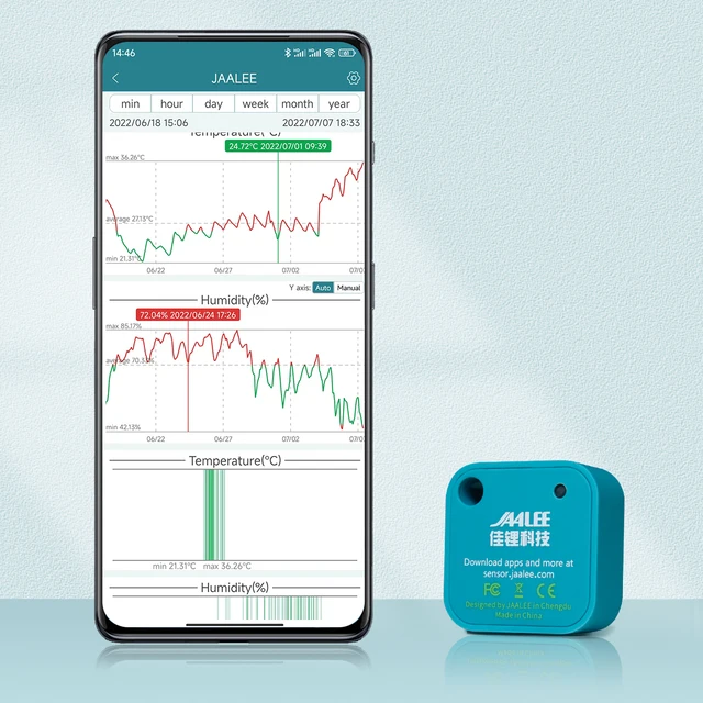 jaalee JHT Temperature/Humidity/Dewpoint/VPD Sensor Thermometer/Hygrometer Logger Export Monitor Refrigerator Freezer Fridge 2