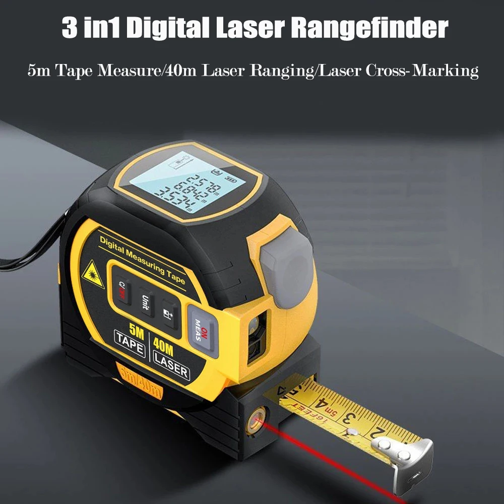 3 In 1 Telemetro Laser 5M Metro A Nastro 40M Misuratore Di Distanza Laser Righello Display Lcd Dispositivo Di Misurazione Dell'Edificio