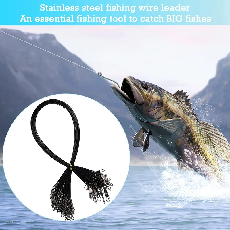 72Pcs Anti-Bite Fishing Wire Trace Leaders Wire Trace Pike Traces Wire 15cm  20cm 25cm Trace Leaders with Snap 