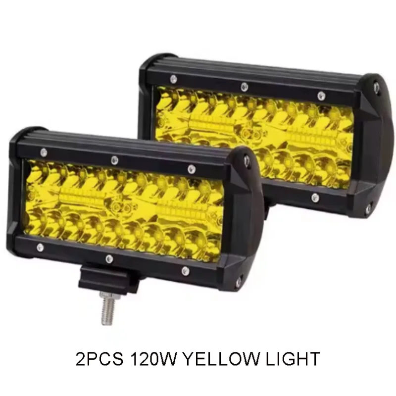 High-Performance Yellow LED Work Light - 120W 3000K Sunlight Effect for Vehicles