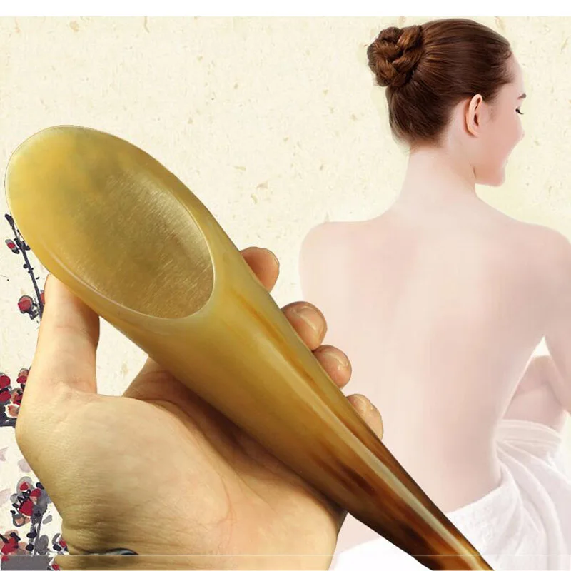 HANRIVER General multifunctional massagers portable natural horn scrapping tube plate horn massage general neck muscle pull rod