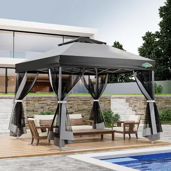 10x10 Pop Up Gazebo Canopy Tent with Mosquito Net 1