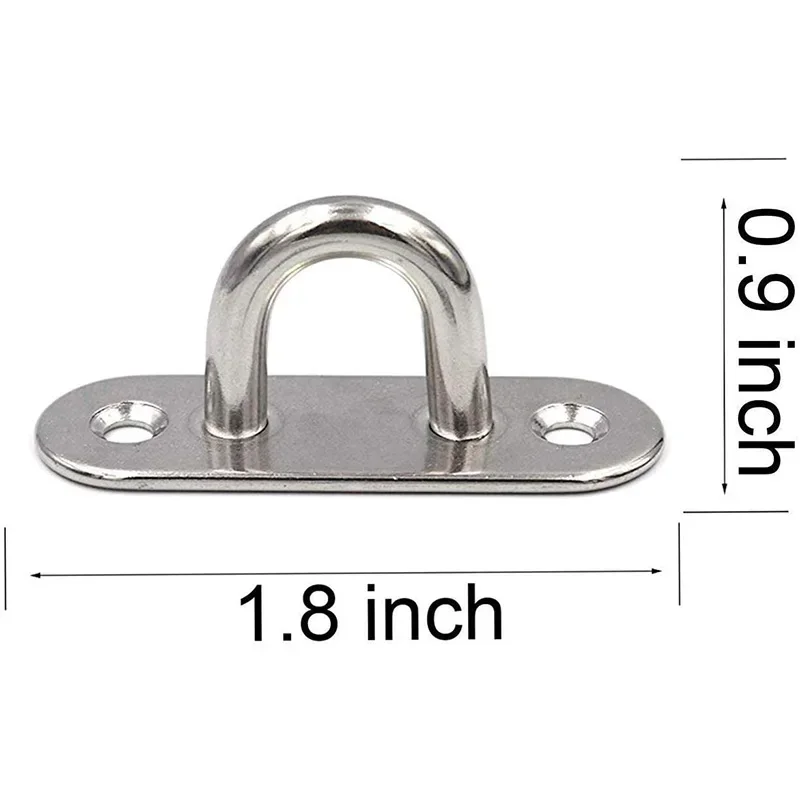 12 PCS Stainless Steel Pad Eye Plates & Snap Hooks – 1.8” U-Hooks With Screws, 400LB Load Capacity