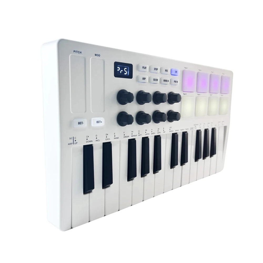 M-VAVE 25-Key MIDI Control Keyboard Mini Portable USB Keyboard With 8 RGB Backlit Pads 8 Knobs 25 Velocity Sensitive Keys