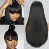 3X1 Middle Part Lace Wig Bone Straight Human Hair Wig With Bangs Brazilian Full Machine Made 100% Human Hair Wigs For Women 3