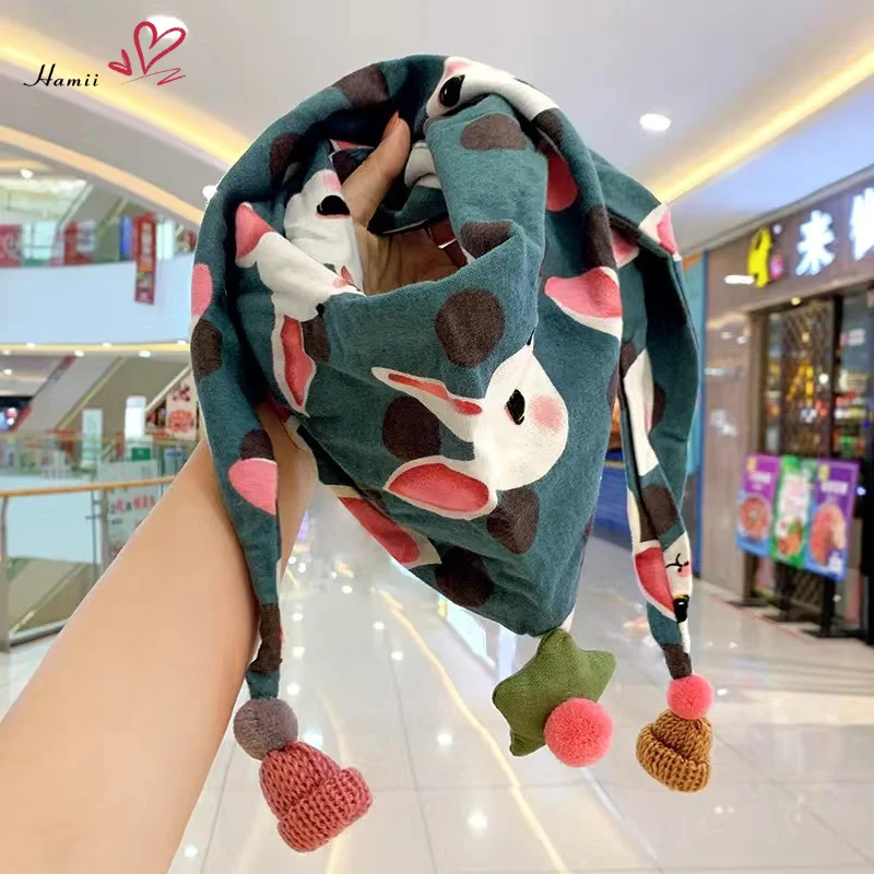 Autumn Winter Children Scarf Baby Boys Girls Triangle Scarf Shawl Children Warm Windproof Neckerchief Cute Pompom Kids Scarves